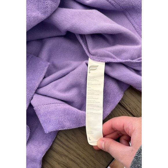 NWT Fabletics Island Terry Boxy Purple Button Up Collared Short Sleeve Shirt - Picture 5 of 5